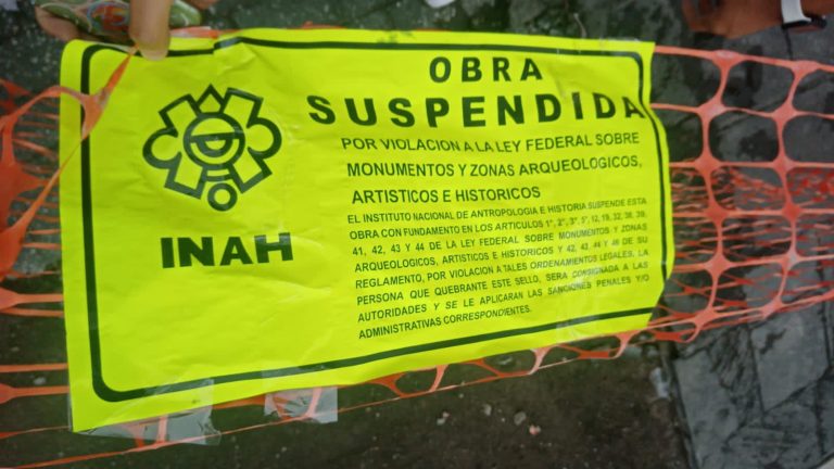 Suspenden obras de Eduardo Rivera por carecer de permisos del INAH en la 2 oriente