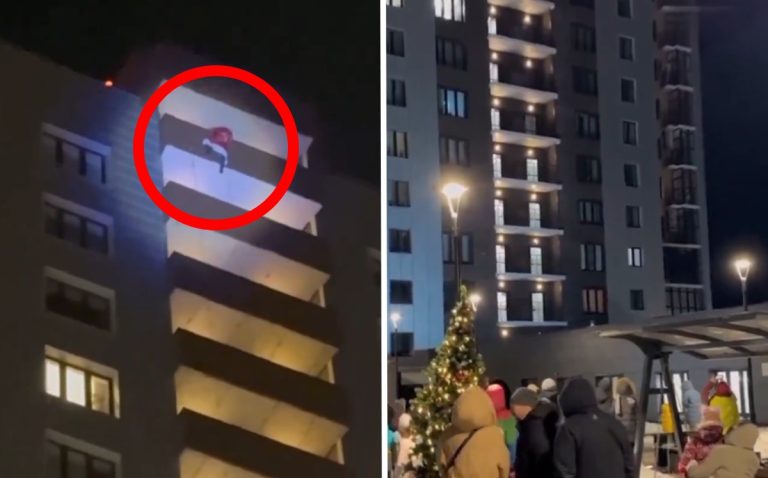 Un joven disfrazado de Santa Claus cayó desde el piso 24 de un edificio en Rusia