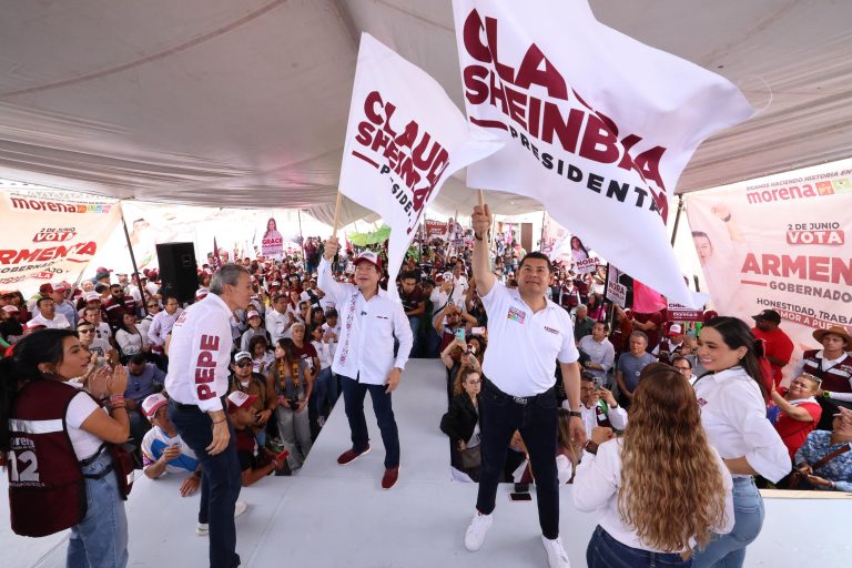 Arropa Mario Delgado a Armenta y a Chedraui en Puebla