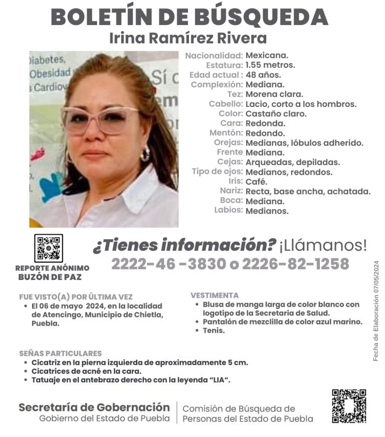 Enfermera del sector Salud de Puebla se suma a las mil desapariciones que investiga la Comisión de Búsqueda