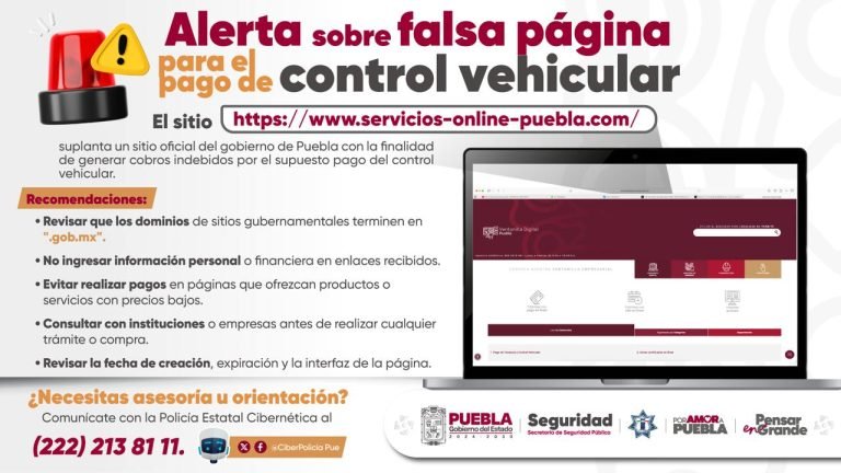 Circula página falsa para el pago de control vehicular