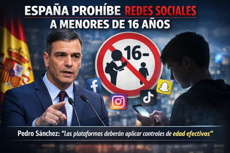 España prohibirá redes sociales a menores de 16 años, anuncia Pedro Sánchez