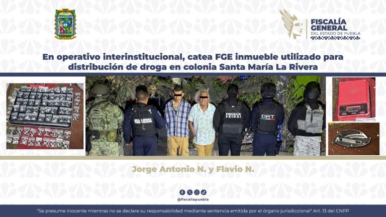 Catean inmueble de distribución de droga en Santa María La Rivera; hay dos detenidos