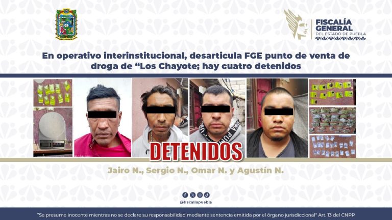 Golpe a “Los Chayote”: FGE asegura presunto narcopunto y detiene a cuatro personas