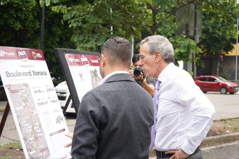 Supervisa Pepe Chedraui avances del Tren Capitalino de Pavimentación en bulevar Xonaca