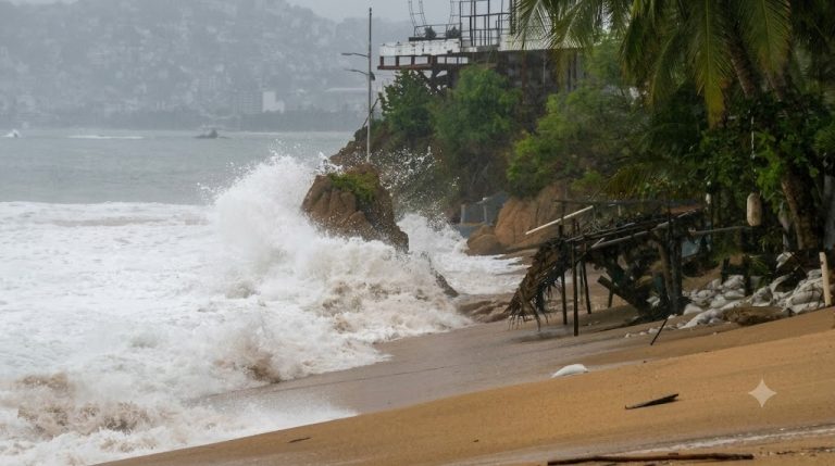 ‘Boris’ se debilita a depresión tropical tras tocar tierra en Guerrero; mantiene lluvias torrenciales