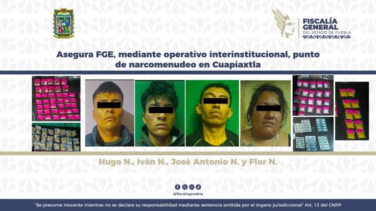 Asegura FGE, mediante operativo interinstitucional, punto de narcomenudeo en Cuapiaxtla