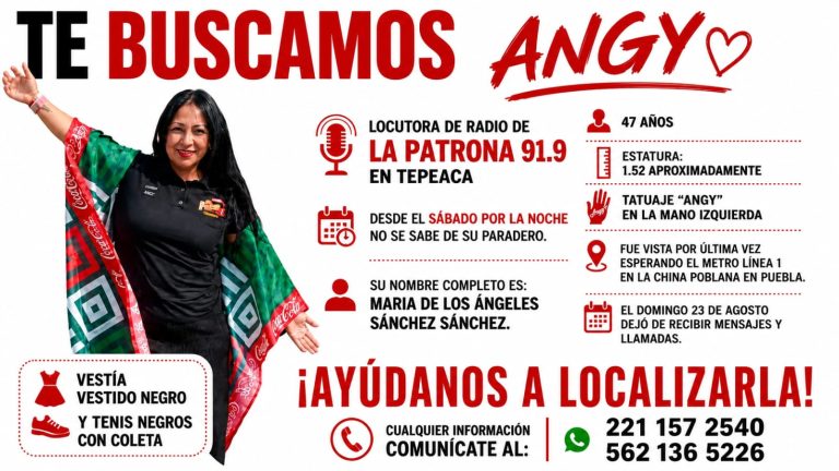 Buscan a Angy, locutora de radio desaparecida en Tepeaca; gobierno da vista a la fiscalía