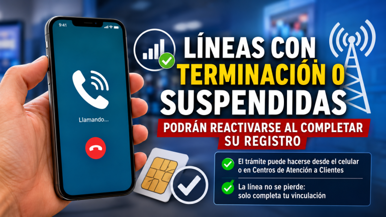 Líneas telefónicas con terminación 0 suspendidas podrán reactivarse al completar registro